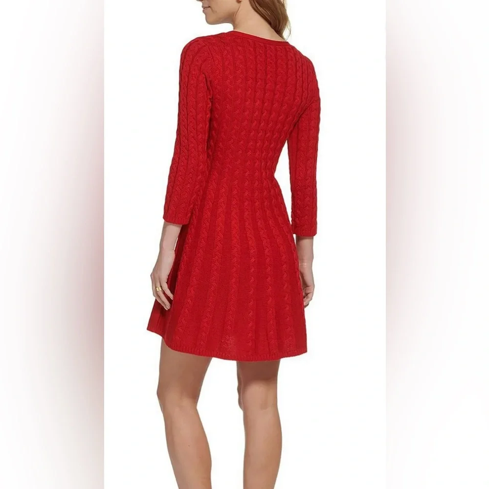 NWT Jessica Howard Petite Women’s V-Neck Cable-Knit Sweater Dress PM - Picture 2 of 3